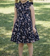 Janie and Jack Girls Floral Ruffle Party Dress Size 7 Blue Party Sundress Summer