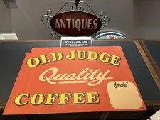 Vintage Old Judge Coffee Grocery-General Store Paper Poster unique patina&color!