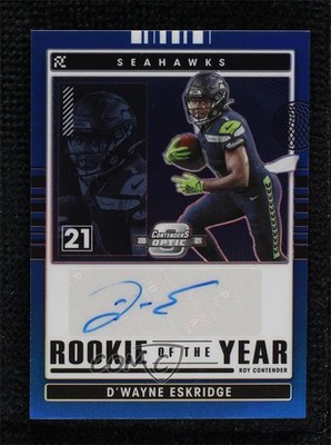 2021 Panini Contenders Optic Blue Prizm 9/75 D'Wayne Eskridge Auto RC 04ac