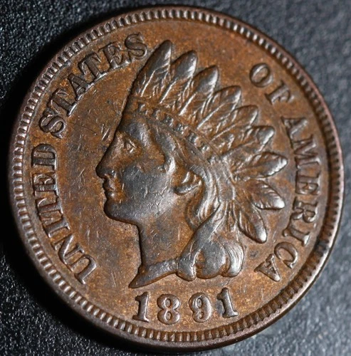 1891 INDIAN HEAD CENT - With LIBERTY & DIAMONDS - XF EF