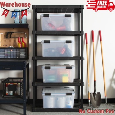 60 Qt. Plastic Storage Bins,Sealed Lids,Clear Gasket Box,Airtight Containers 4Pk