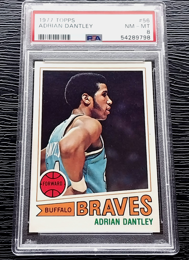 1977 TOPPS ADRIAN DANTLEY ROOKIE BASKETBALL CARD #56 SHARP PSA 8 NEAR MINT-MINT