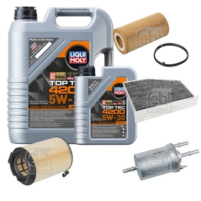 FEBI BILSTEIN Inspektionspaket 6L Liqui Moly Top Tec 4200 5W-30 für VW EOS 1F7
