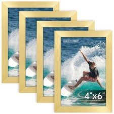 FIXSMITH 4x6 Picture Frame Bulk-4 Pack, Gold Picture Frames Collage Wall Deco...