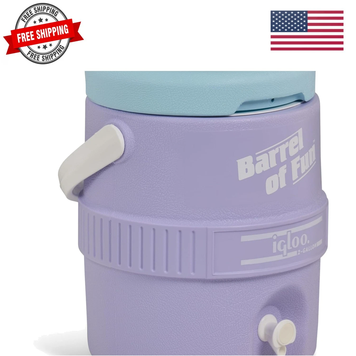 2-Gallon Retro Party Water Jug Cooler, Lilac Breeze