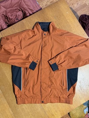 FootJoy DryJoys Golf Jacket M Rust Orange Windproof Waterproof FJ Logo