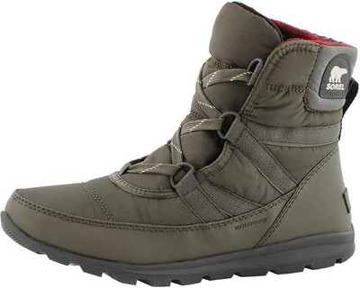 Sorel Women s Waterproof Green Lace-Up Ankle Snow Boots Nylon US 10