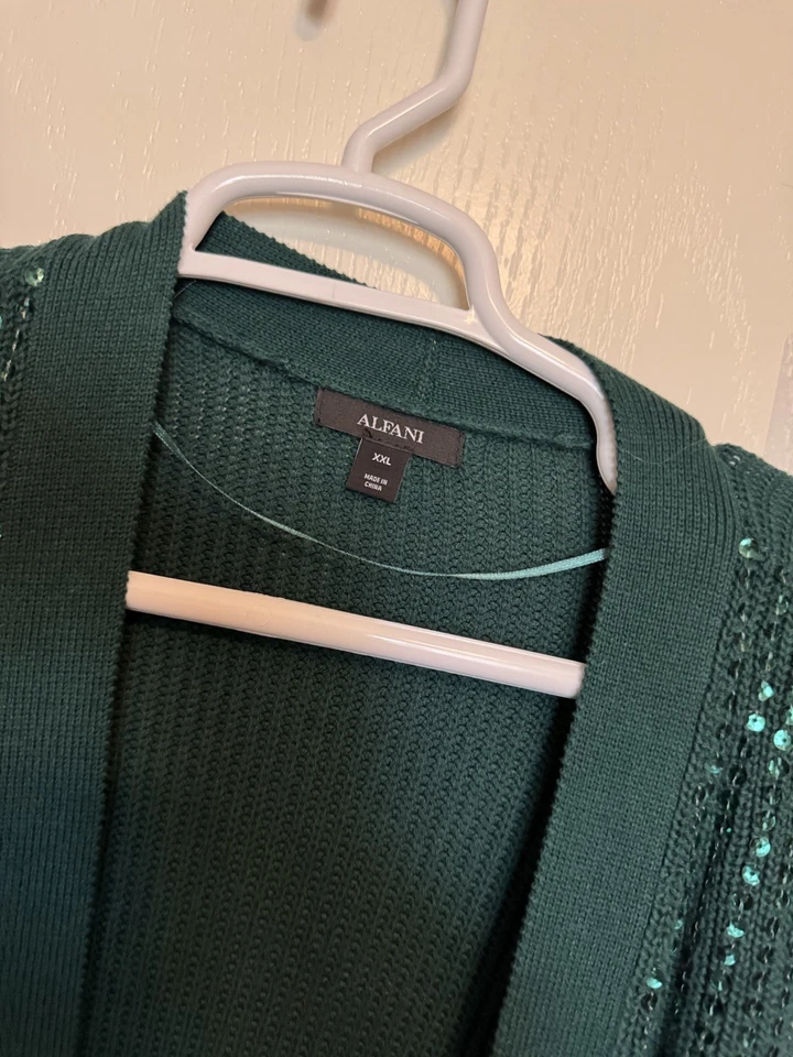 Suéter Cárdigan Alfani Mujer Plus 2X Verde Brillante NAVIDAD ST. PAT Foto 3 de 4