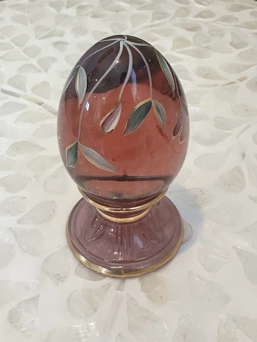 Fenton Glass Egg Hummingbird Flowers Hand Painted Signed Numbered Rose Limited