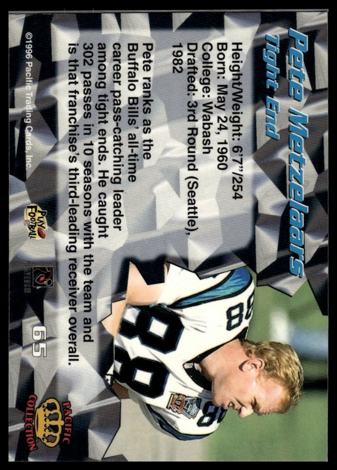 1996 Pacific #65 Pete Metzelaars - Image 2 of 2