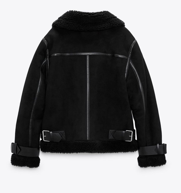ZARA DOUBLE-FACED BLACK FAUX SHEARLING FUR  AVIATOR JACKET COAT RRP £89 image 3