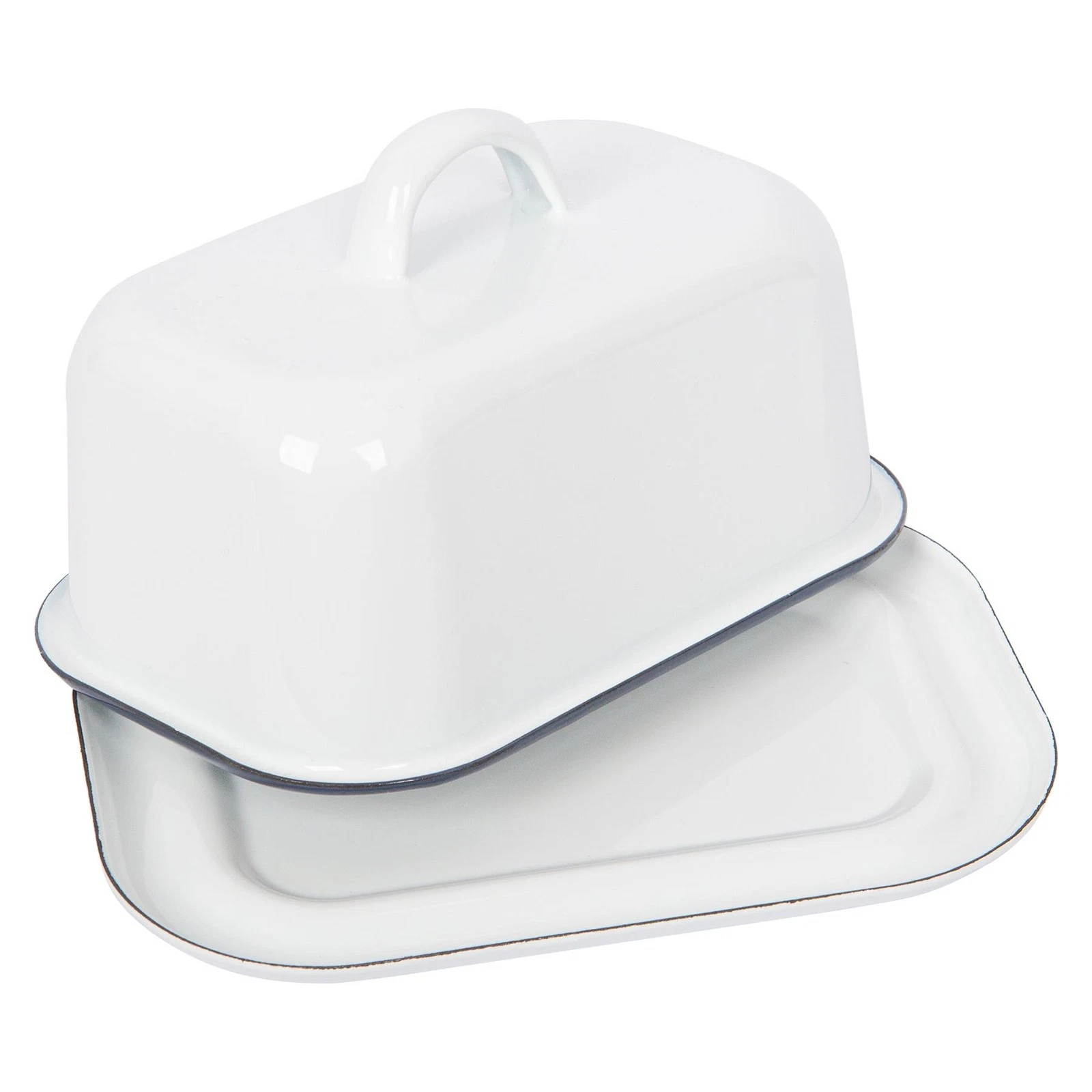 White Enamel Butter Dish - 18.5cm x 10cm - Blue
Opens in a new window or tab