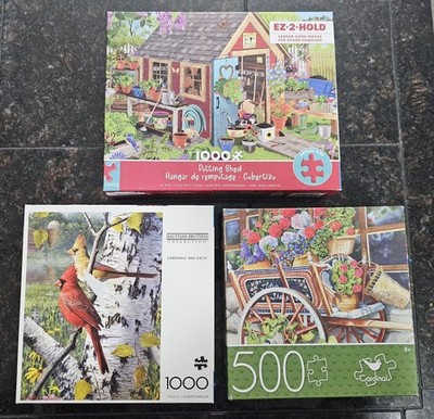 Cardinal Ceaco Buffalo Jigsaw Puzzles Lot of 3, 500/1000 Pieces, Gardening