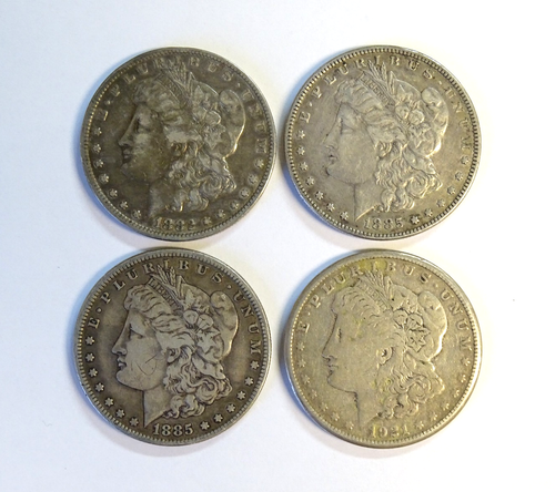 Lot of 4 Morgan Silver Dollar Coins (various dates & mint marks) / FedEx FS - Picture 7 of 13