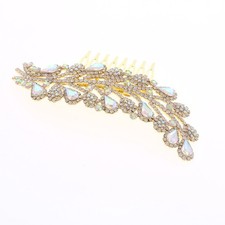 New Gold Metal AB Rhinestone Crystal Hair Comb H3725-GAB