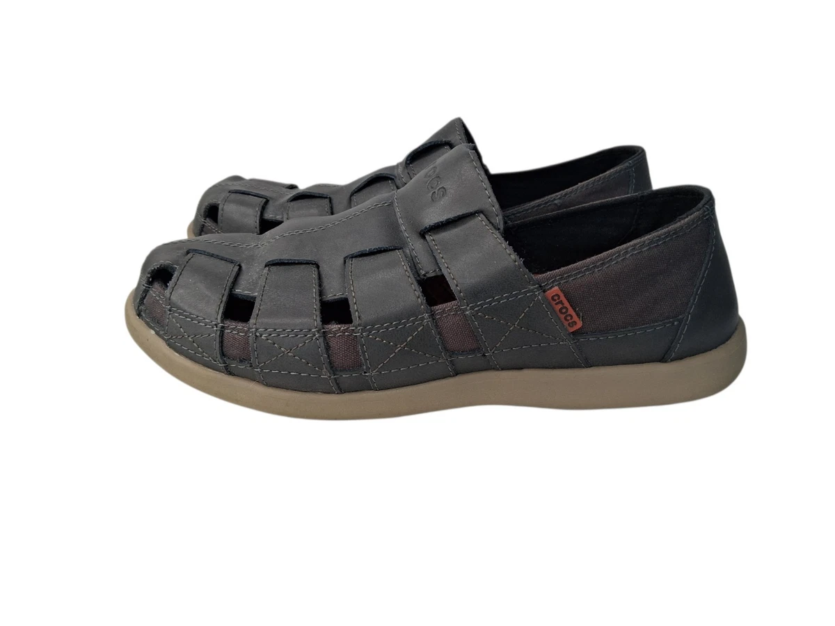 CROCS Santa Cruz Leather Fisherman Sandals Men\'s Size 9 Black Crocs Men main image 2