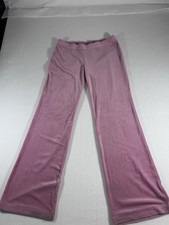 Juicy Couture Pink Velour Track Pants Rhinestone Logo Flare Leg Small S Y2K