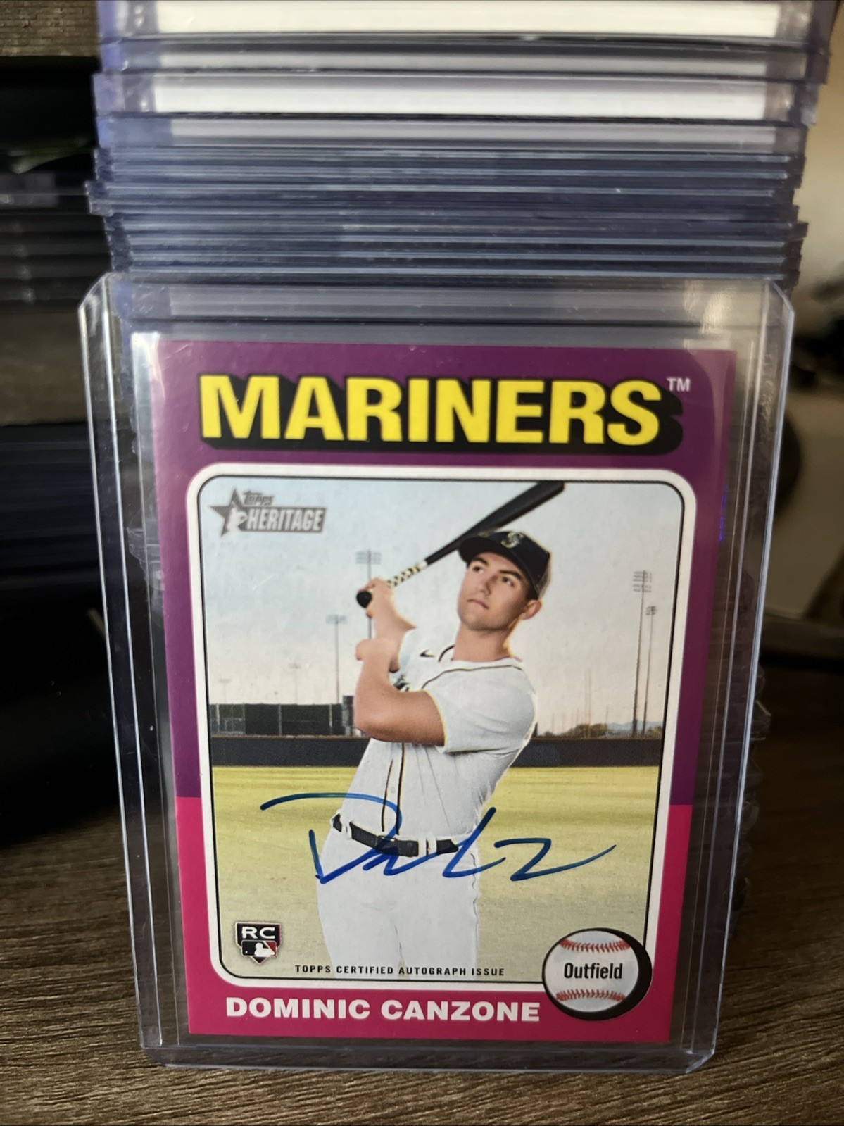 Dominic Canzone 2024 Topps Heritage High Number #ROADC Real One Auto RC Mariners