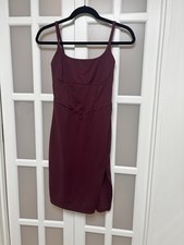 Burgundy Athleisure Bodycon Midi Dress Side Slit Stretch XS