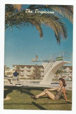 Postcard: Tropicana, Las Vegas, Nevada; women posed poolside, diving board
