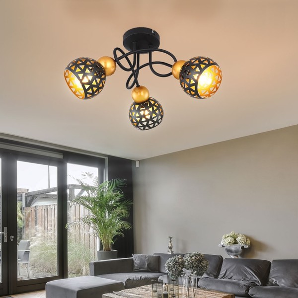 Deckenleuchte Spotlampe Esszimmerleuchte Rondell 3 Flammig E14 Gold Verstellbar-image