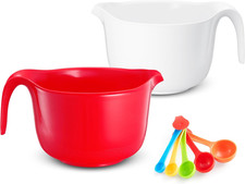 Large Mixing Bowls with Handles 3.6 Qt - 2 Pc Plastic Nesting Bowls for Kitchen,