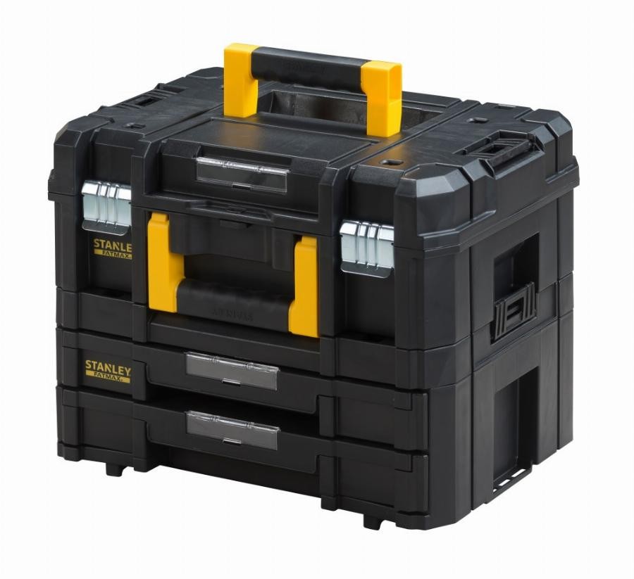 Mallette Tstak Fatmax STANLEY boîte à outils 2 tiroirs coffret de rangement 21,5L