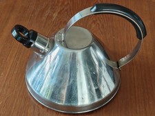 Vintage stainless steel whistling stove top art deco style kettle like Alessi