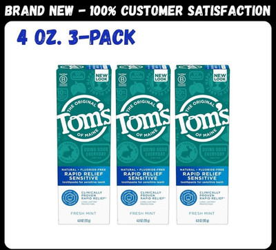 Fluoride-Free Rapid Relief Sensitive Toothpaste, Fresh Mint, 4 Oz. 3-Pack