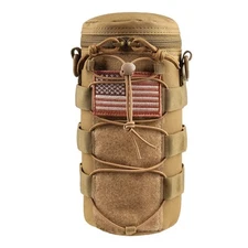 Water Bottle Pouch Molle Tactical Holder Storage Bag for 32oz Carrier (Khaki)