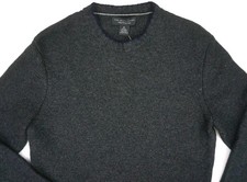 The Men's Store Designer Wool/Cashmere Tipped Crewneck Sweater Coal-Small