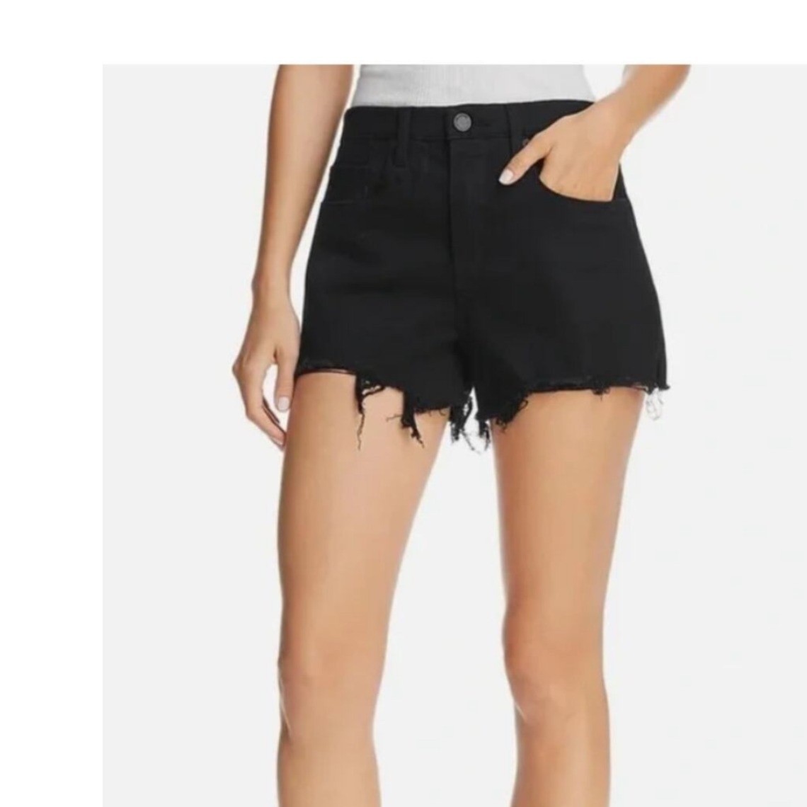 Blank NYC Black Barrow Vintage High Rise Shorts Size 30 Distressed Western