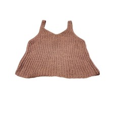 Moon Madison Knit Tank Top Blush Pink Crochet Sweater Cami S