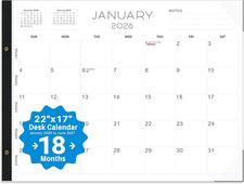 2026 Desk Calendar Large 22x17   Desk Top Calendar 2026 with plastic cover