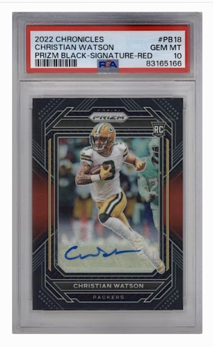 Christian Watson Panini Chronicles Prizm Black #PB18 Signature-Red