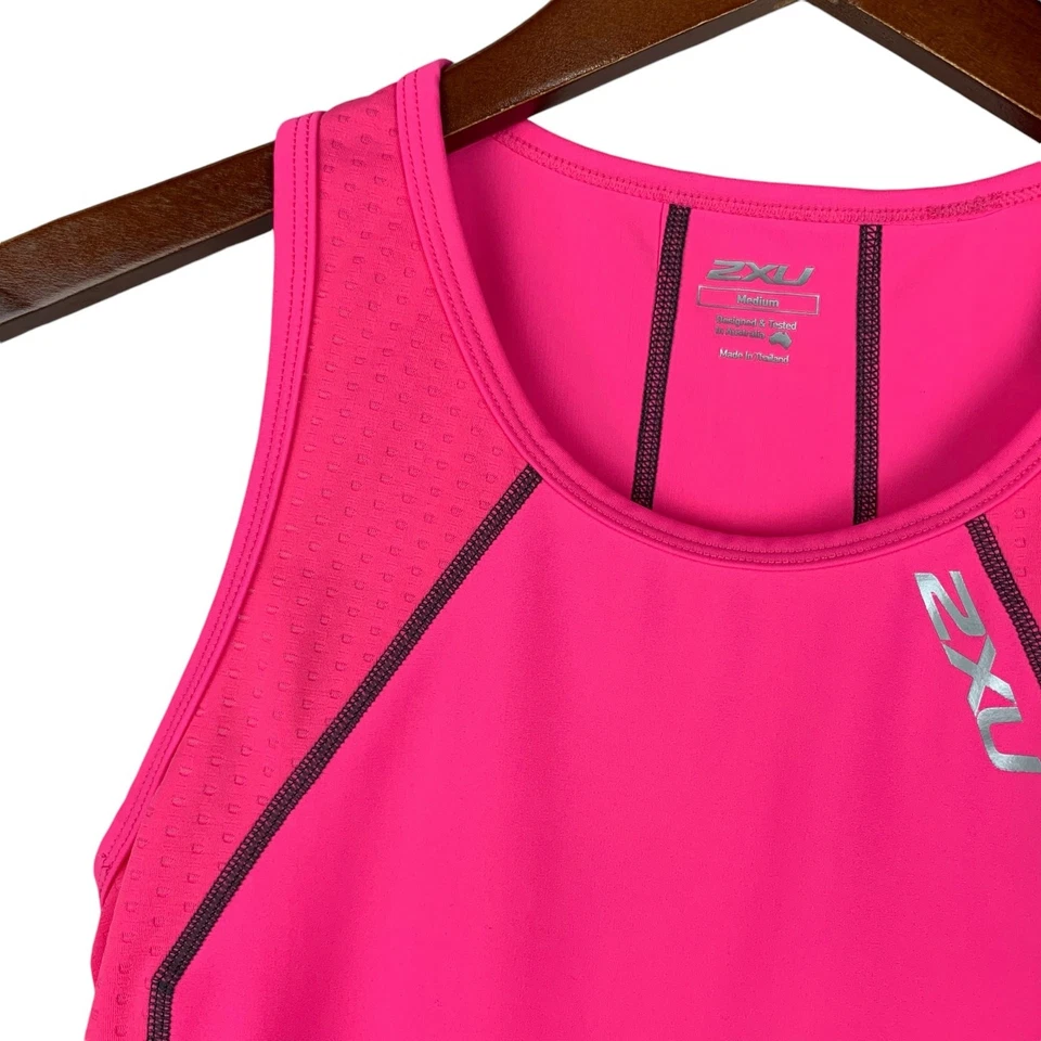 2XU Tank Top Women's M Running Active Neon Pink Sleeveless Pockets - Изображение 4 из 4