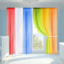 6 Pcs Rainbow Sheer Curtains 6 Colors Sheer Curtains Set 90X55 Inches Colorful L
