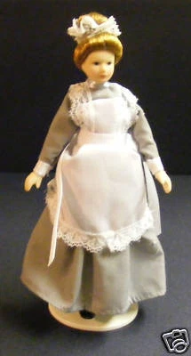 Dolls House Maid In A Grey Dress 1:12 Scale Miniature Ladies People tumdee