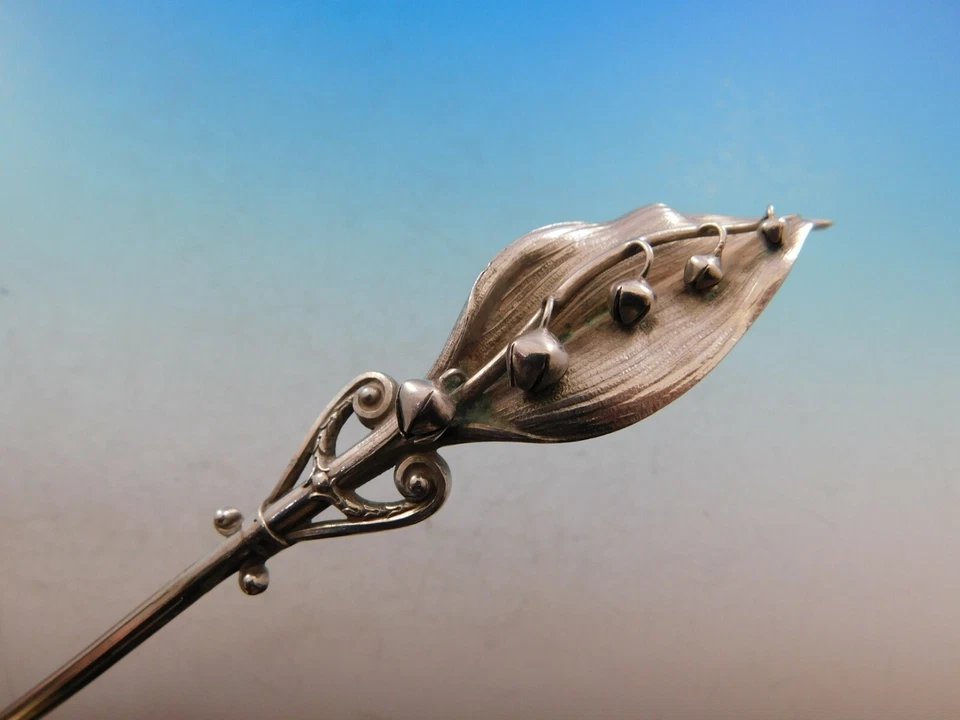 Lily of the Valley por volta de 1865 por Gorham prata esterlina peneira de açúcar concha GW - Imagem 4 de 4