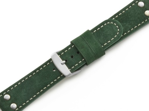 AVIATOR FLIEGER UHRENARMBAND LEDERARMBAND MIT NIETEN 20, 22, 24 mm - Picture 6 of 20