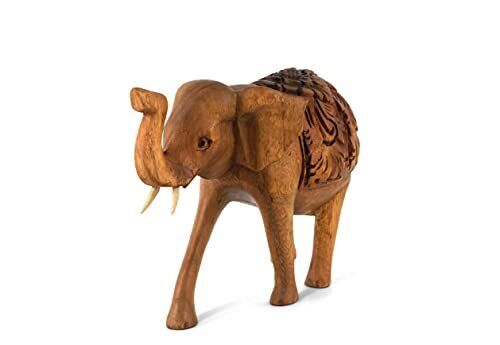 Wooden Hand Carved Elephant Statue Figurine Sculpture Art Decorative 6" Long - Picture 5 of 6
