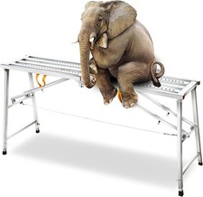 JUKJNB Adjust Work Platform with 600 lb Duty Rating, Steel Step Ladder 140CM