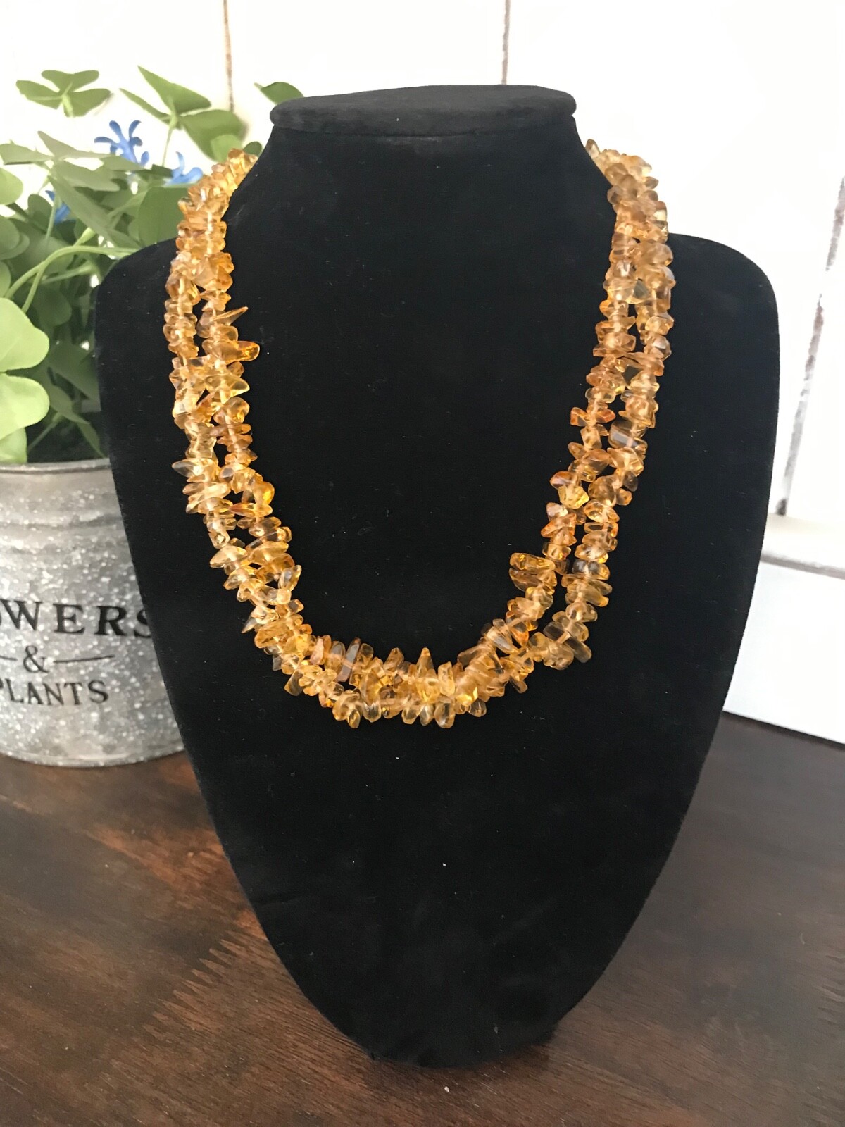 17-Inch Vintage Carolee Citrine Beaded Double Strand Necklace