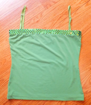 MIchael Klein Sequin Embroidery Cropped Camisol Women Green XS