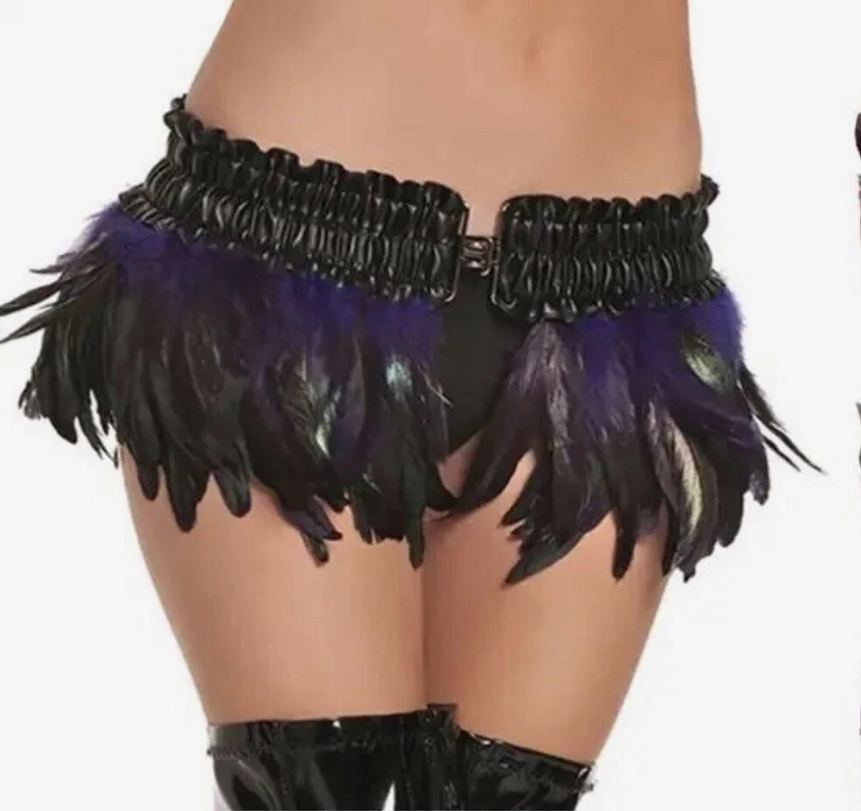 Minifalda micro pluma rosa y púrpura seria servicio labial muñecas rave matar Foto 4 de 4