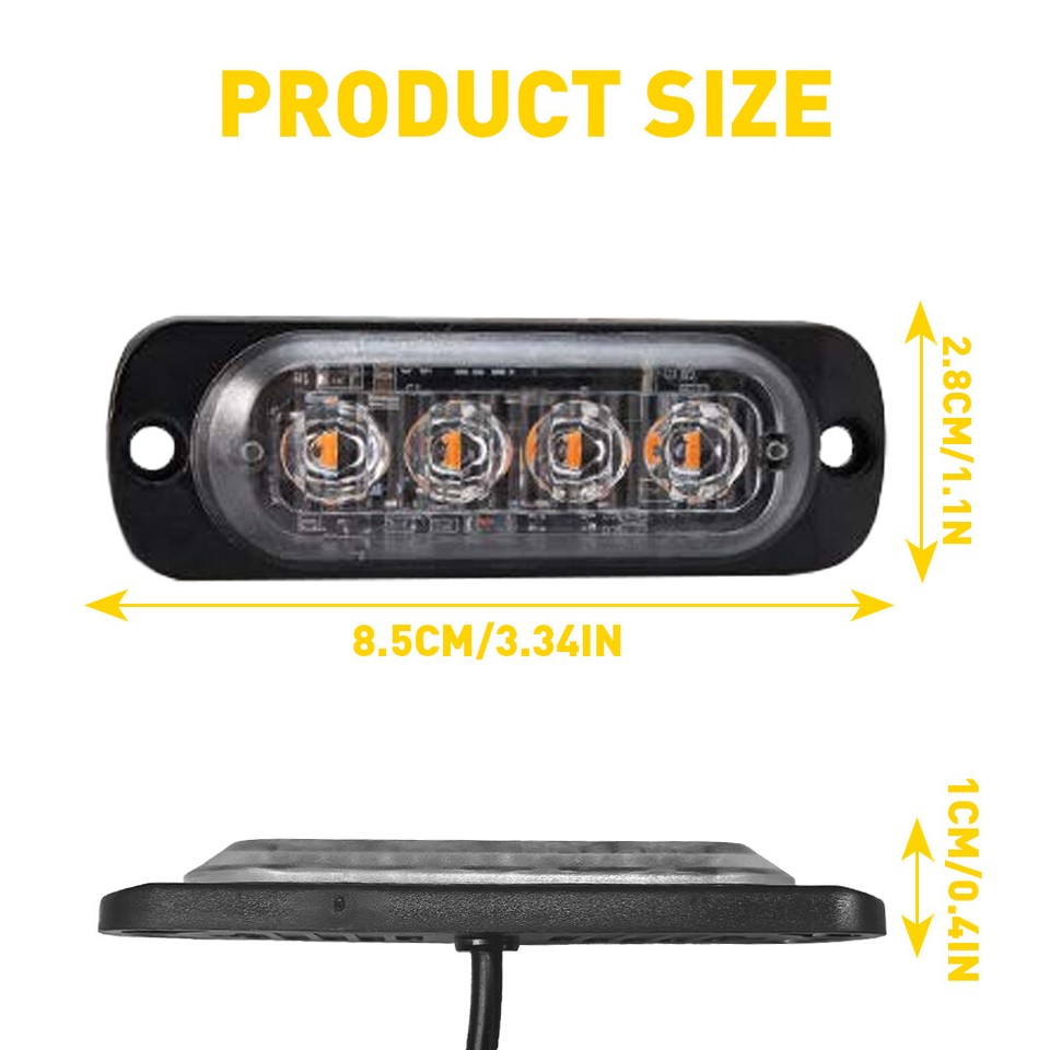 8xLED Warning Strobe Amber Flashing Beacon Car Roof Recovery