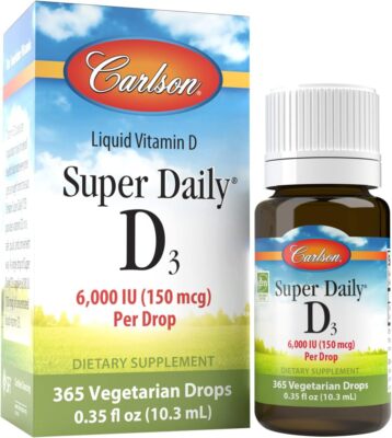 Carlson - Super Daily D3, 6000 IU (150 mcg) per Drop, Unflavored, 365 Vegetarian