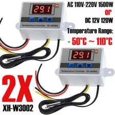 2x Digital Temperature Controller Heating Cooling Thermostat Switch w/ NTC Probe