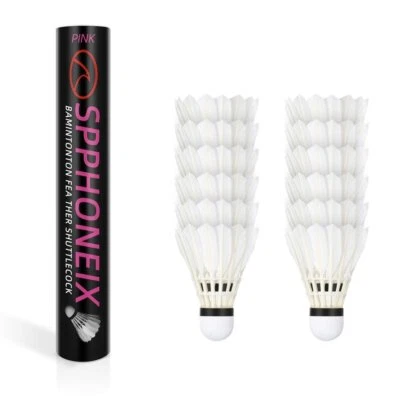 SPPHONEIX SPORT 12 Pcs SPPHONEIX Pink Badminton Shuttlecocks Goose Feather（King Durability）