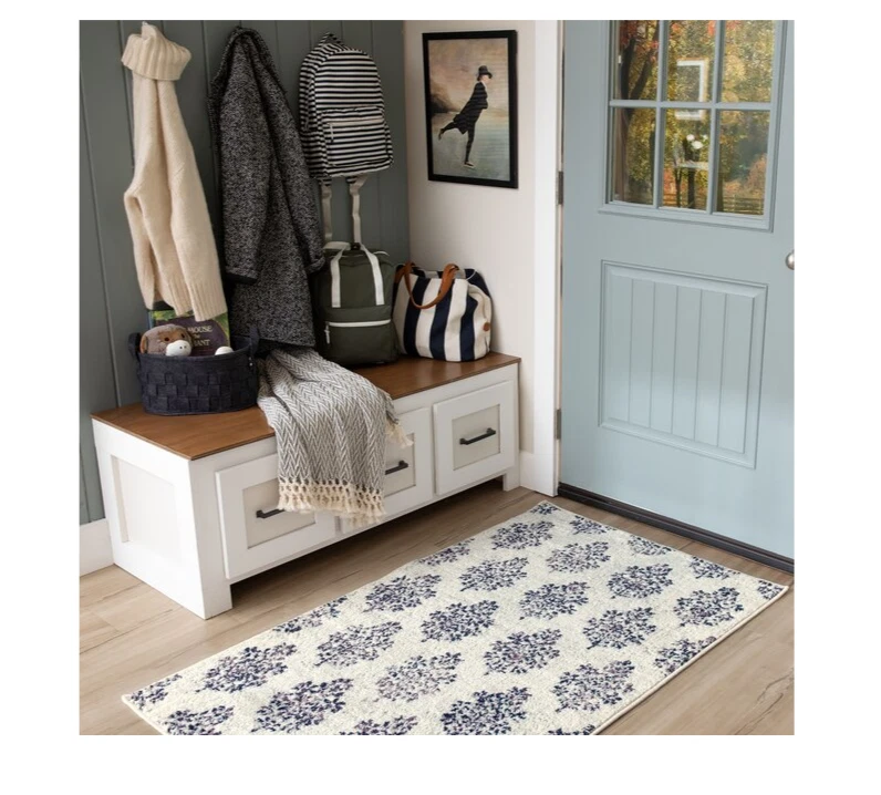 Alfombra geométrica interior Mohawk Paula 2x4 azul casa de campo/casa de campo Foto 3 de 4